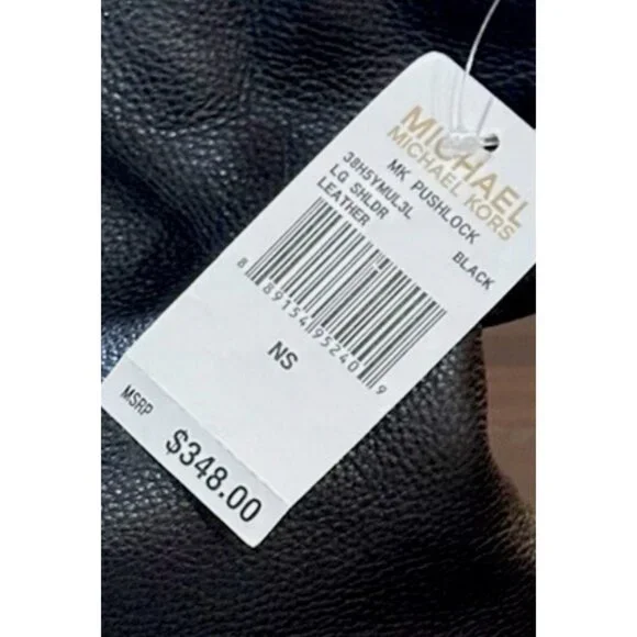 Michael Kors Pushlock Blue Leather Shoulder Bag Gold-Tone Hardware Front Pocket - Picture 12 of 14